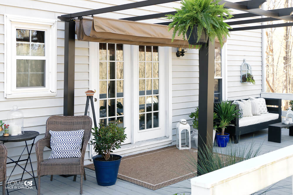 Porch Makeover Freestanding Pergola Mix And Match Furniture Diy Home Made By Carmona