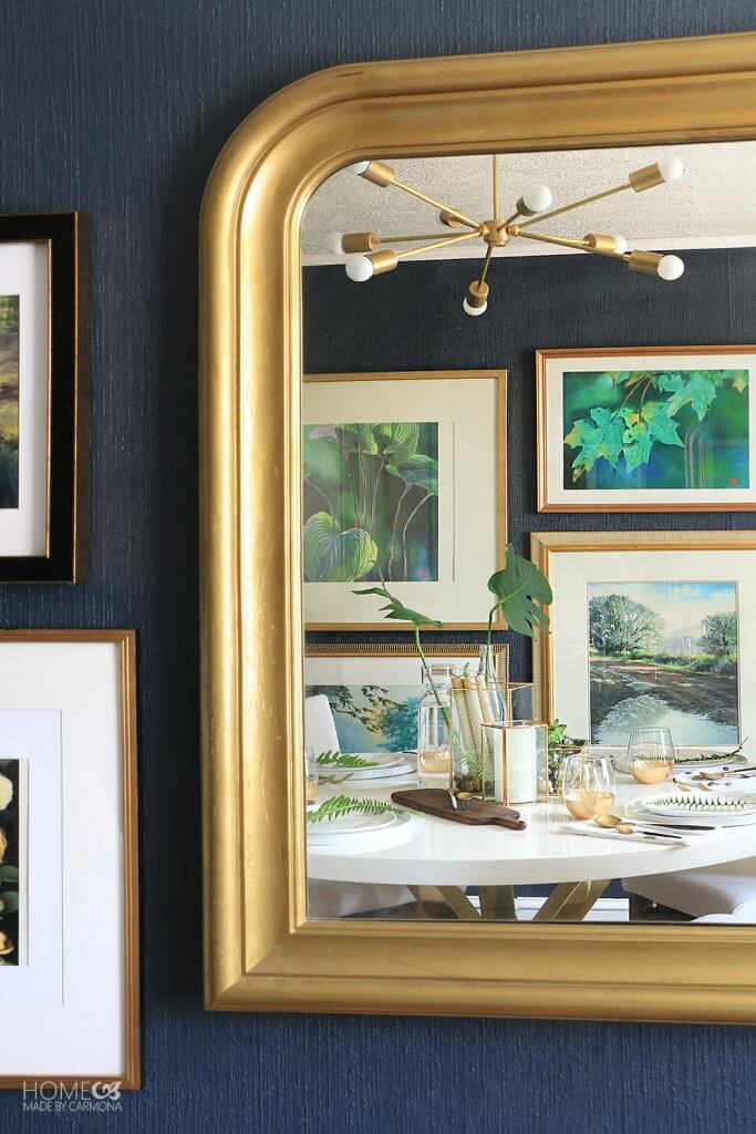 Large mirrors looking into dining room