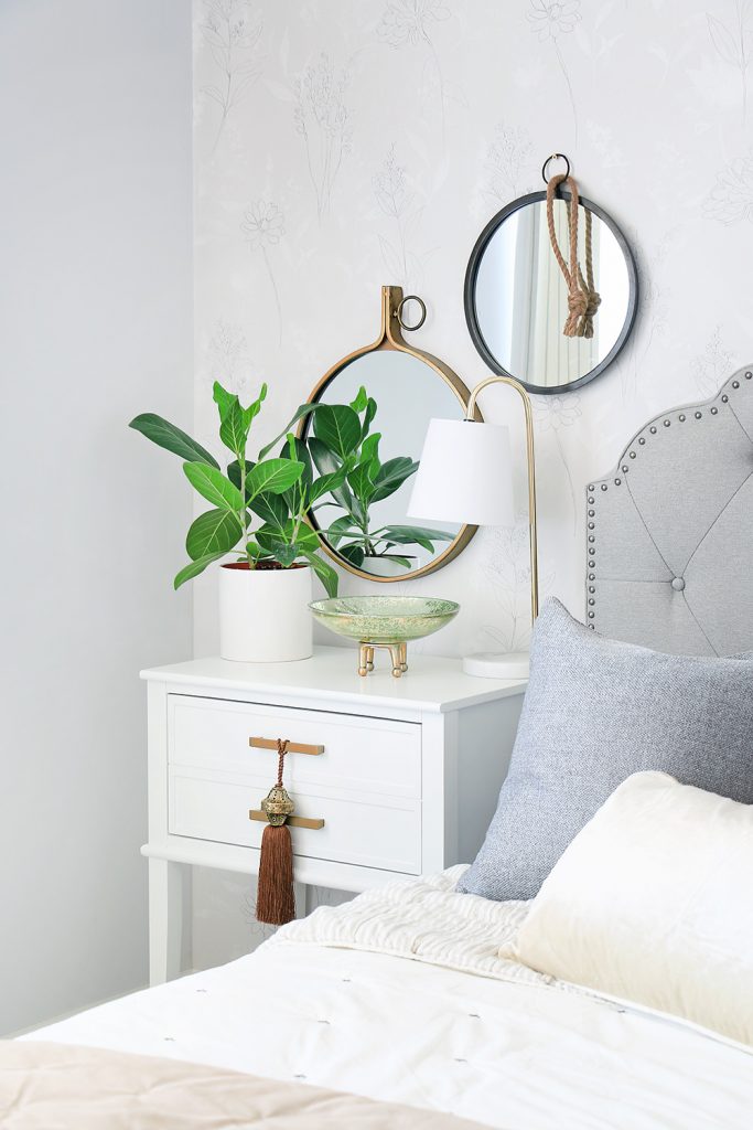 Double mirrors above a sidetable