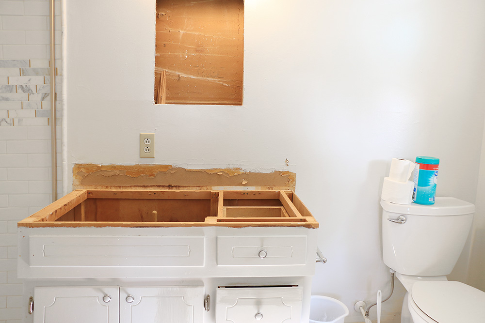 Old vanity top removed