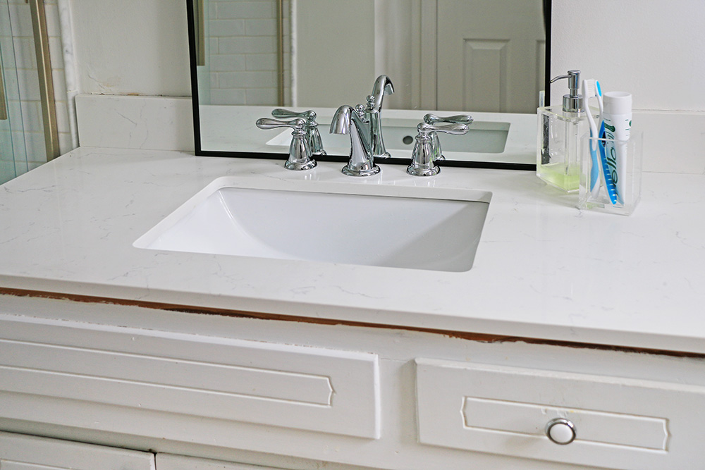 Custom Floating Quartz Bathroom Vanity Austin Texas