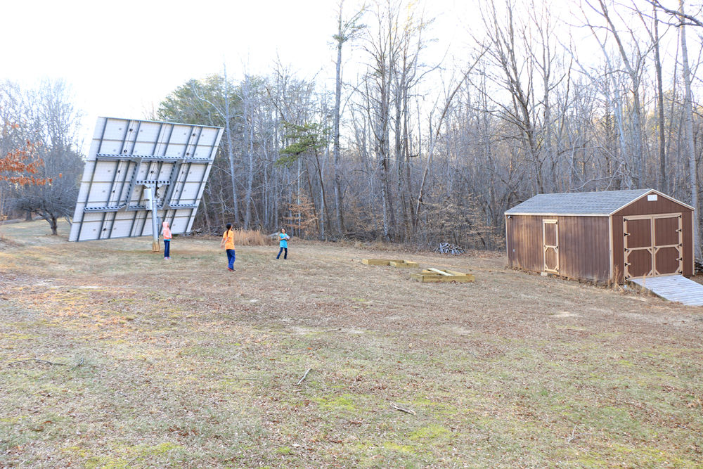 Brown shed and solar panel