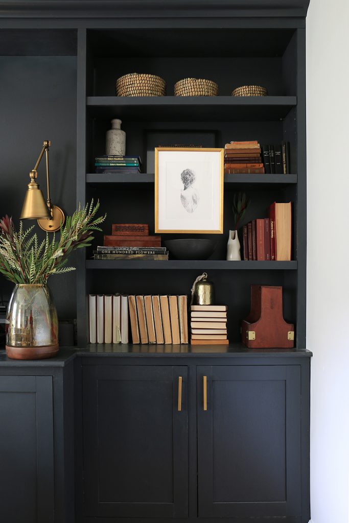 fall home tour decorated bookshelf