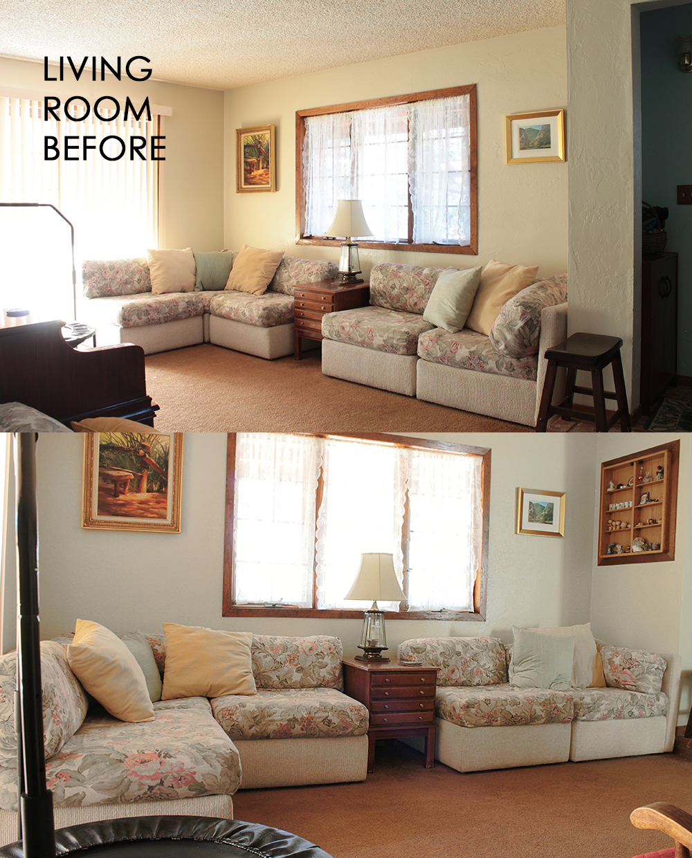 Living room before in mountain home