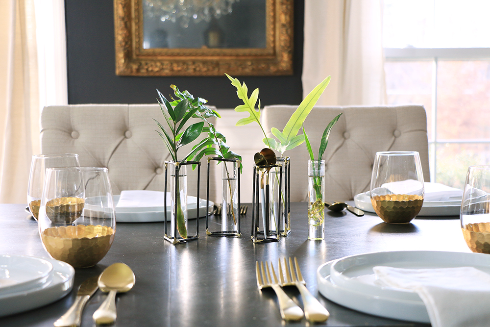 Table top with geometric plant holders
