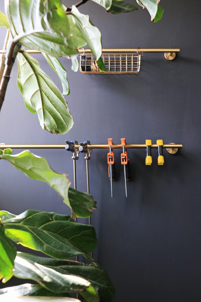 Clamp storage in garage