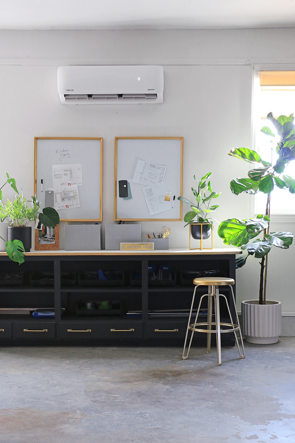 storage console in garage workshop