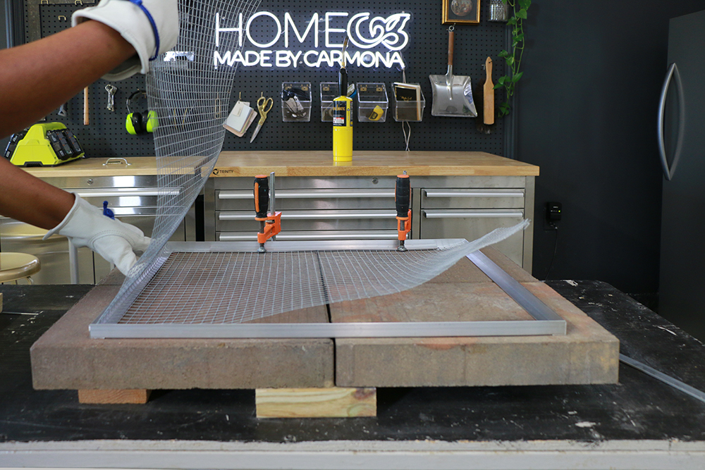 Hardware cloth cut into frame