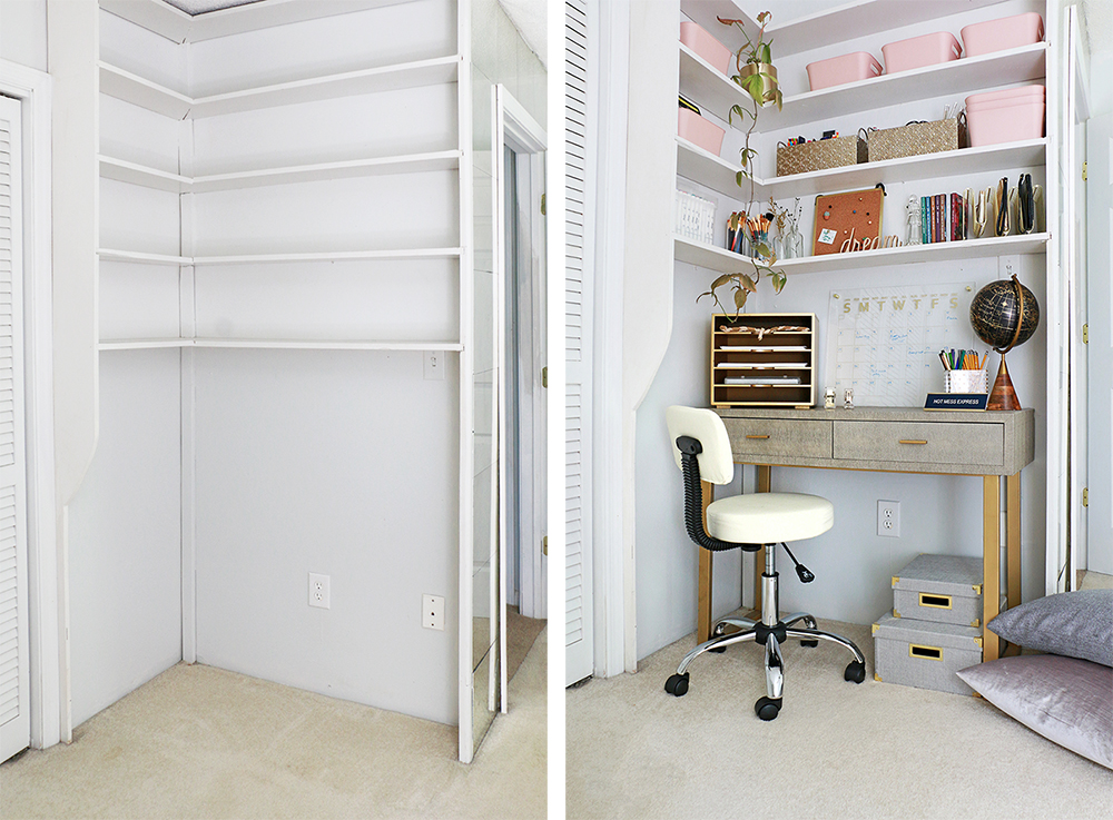 desk corner before and after