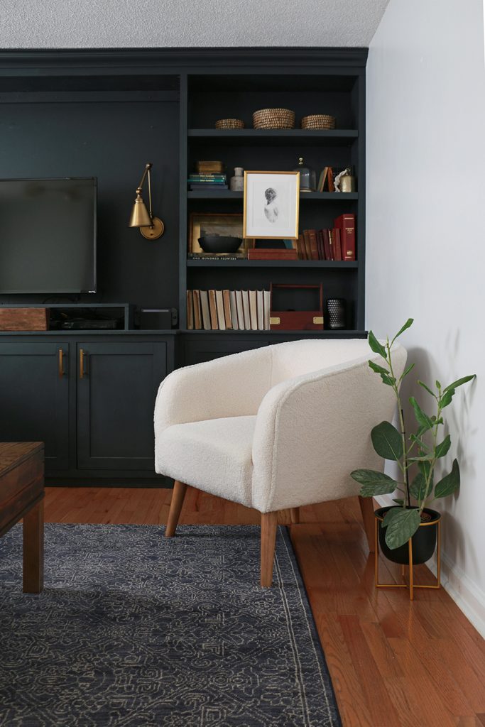 Living room and sherpa accent chair