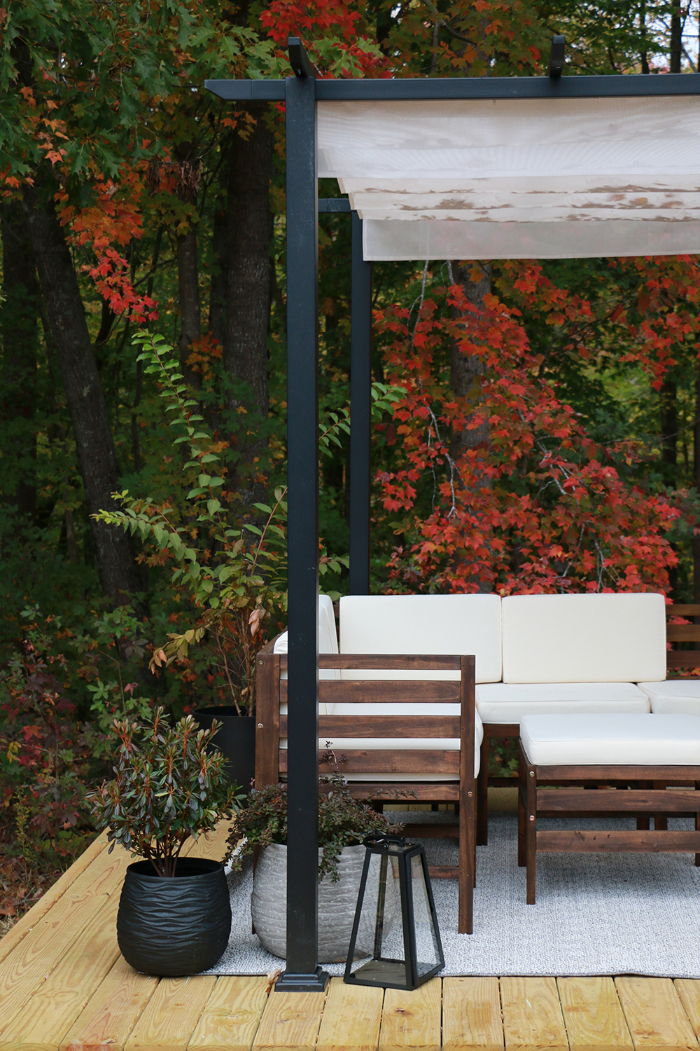 deck with pergola and outdoor furniture