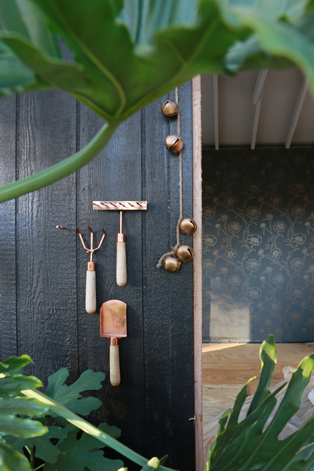 Wallpapered shed