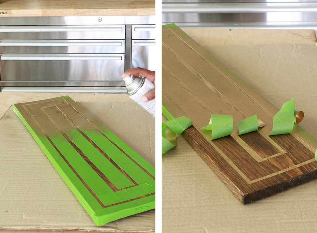 Frogtape used to create design on trays