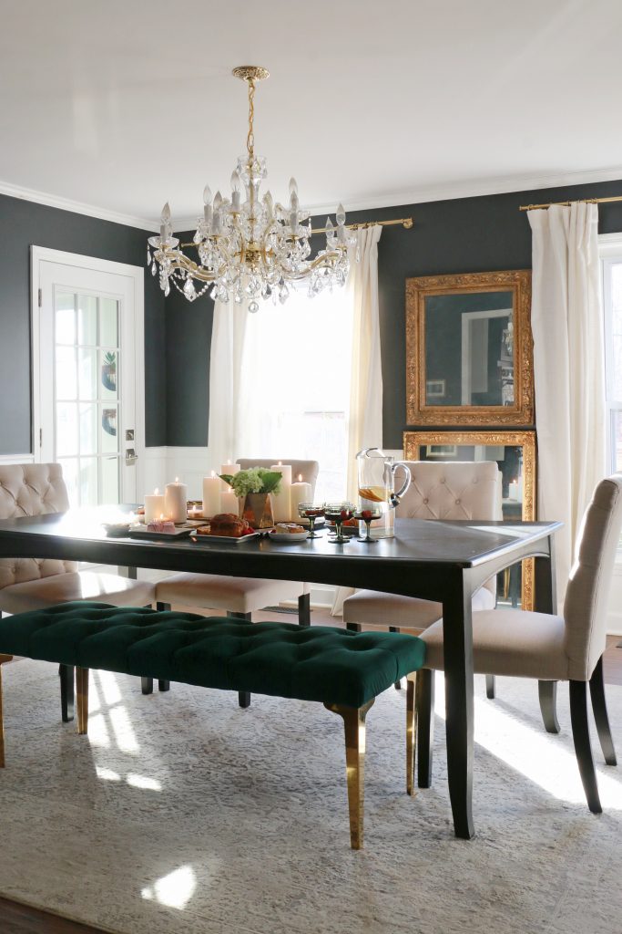 dinner table with candelight trays